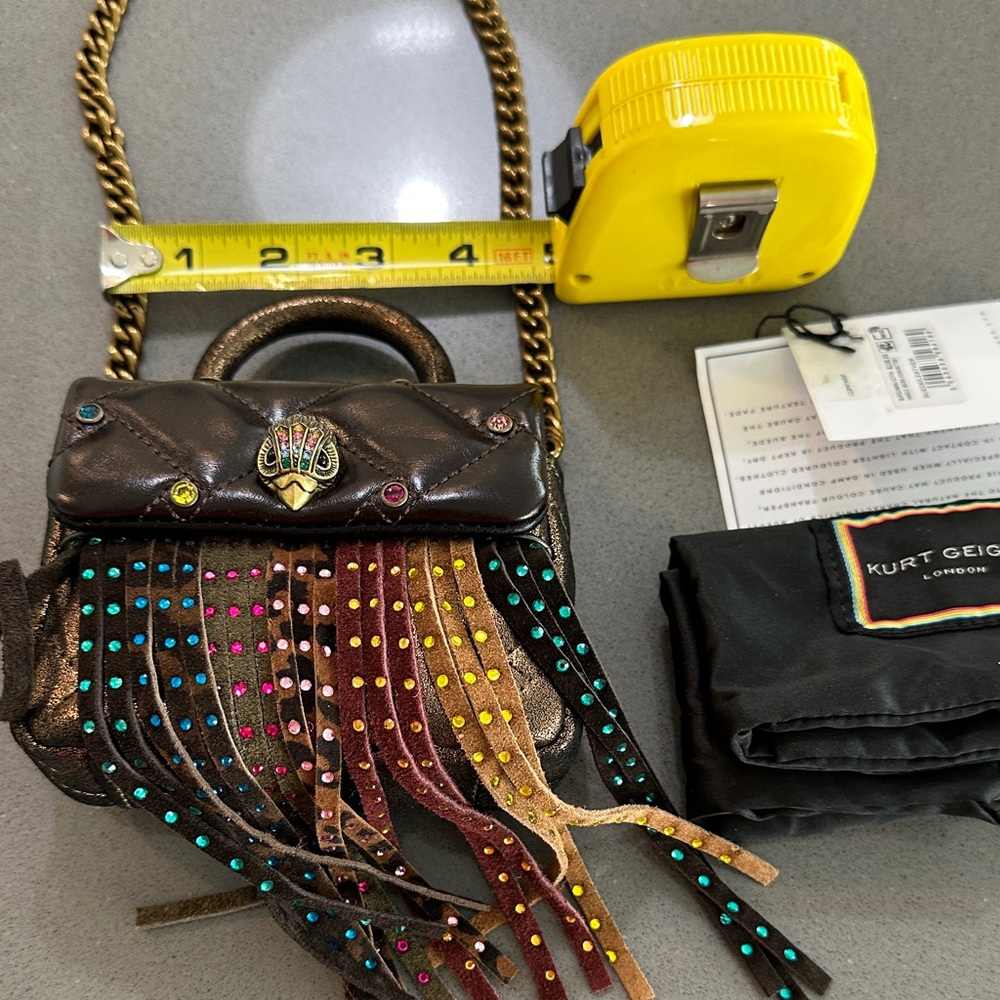 Kurt Geiger Mini Bag with Multicolor Fringe NWT comes with tags & dust bag boho - Picture 6 of 11